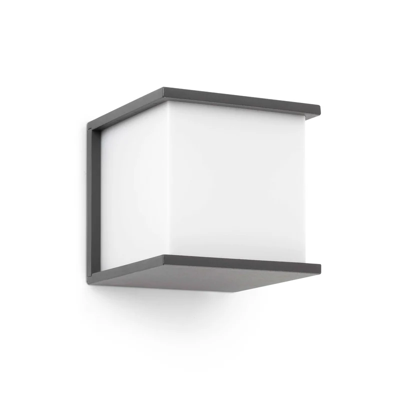 Aplique de exterior Faro Kubick 16cm E27 LED gris oscuro IP44 opal 70689