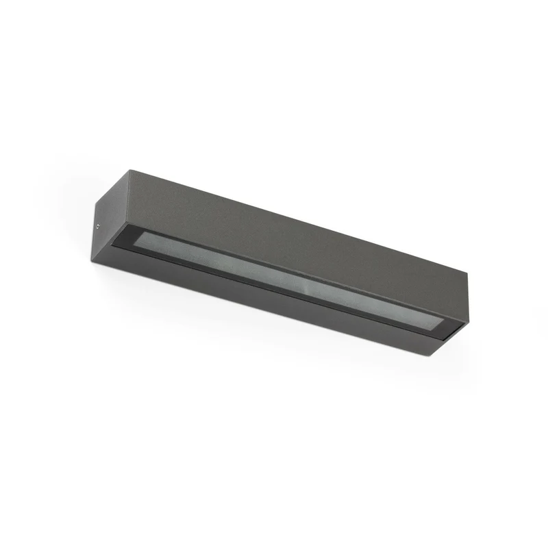 Aplique de exterior Faro Doro LED gris oscuro 3000K IP65 prismático 38cm 71904
