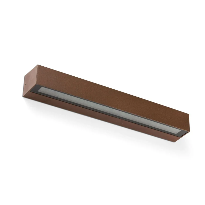 Aplique de exterior Faro Doro LED marrón oxido 3000K IP65 prismático 50cm 71908 para jardín