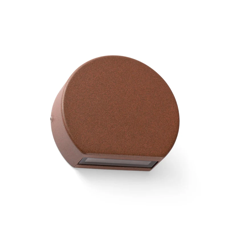 Aplique de exterior Faro Pill LED marrón oxido 3000K IP54 opal 70826