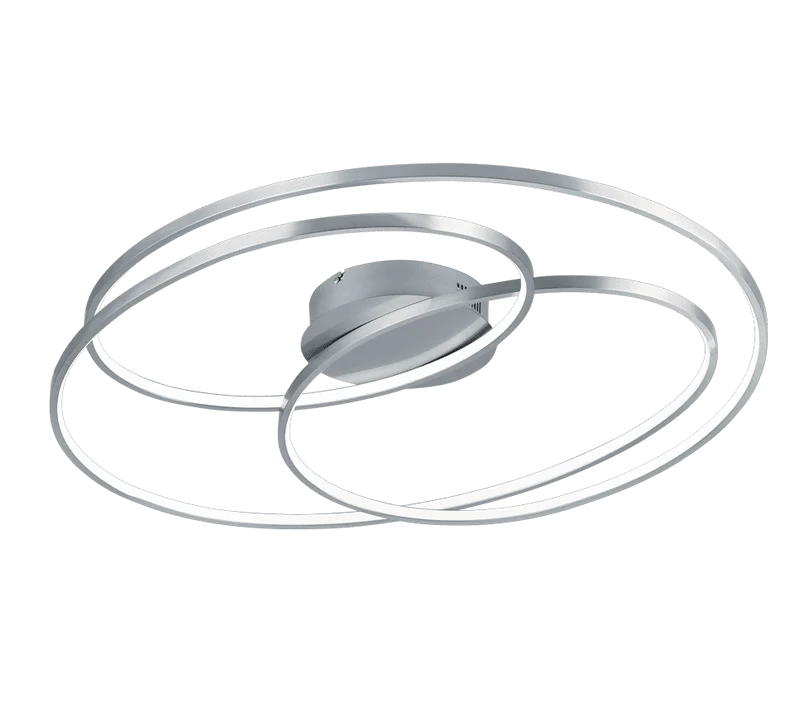 Plafón de techo Trio Gale grande LED níquel mate 3000K regulable 80cm 673918007