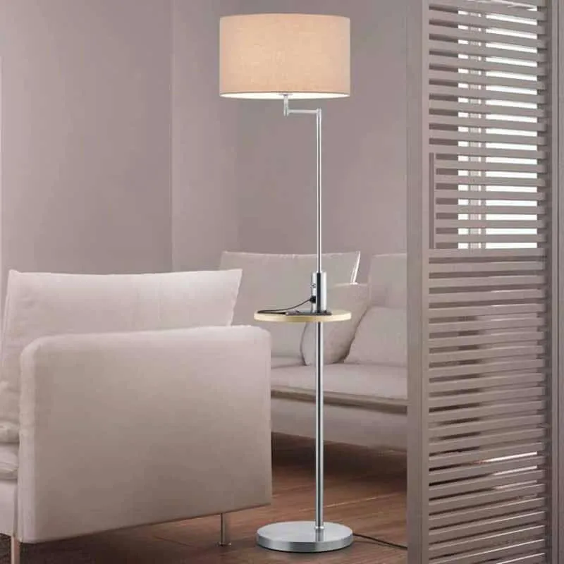 Lámpara de pie Trio Claas níquel mate USB 160cm 400400107