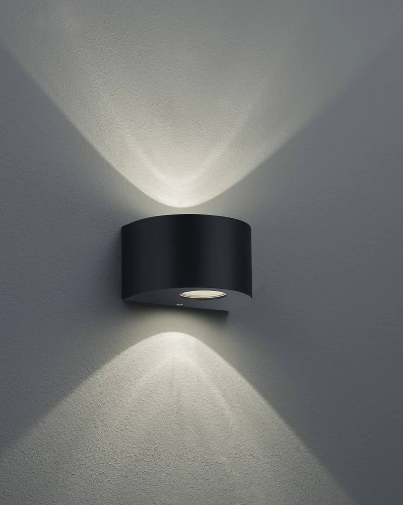 Aplique de exterior Trio Rosario LED 2 luces negro mate 3000K arriba y abajo IP44 R