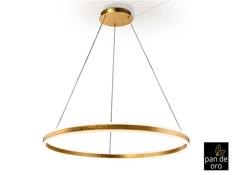 Lámpara de techo colgante Schuller Helia grande pan de oro 3000K Ø100cm
