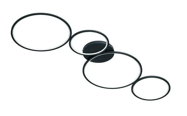 Plafón de techo Trio Rondo grande LED negro mate 3000K regulable 97cm 6