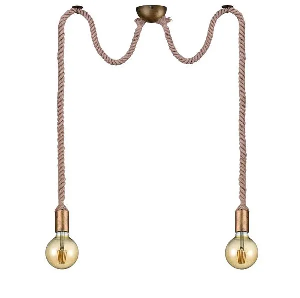 Lámpara de techo colgante Trio Rope 2 luces bronce viejo 150cm 3