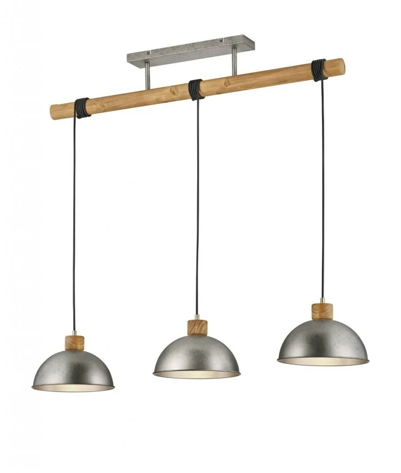 Lámpara de techo colgante Trio Delhi 3 luces níquel antiguo 215cm 3