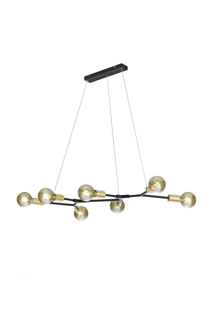 Lámpara de techo colgante Trio Cross 7 luces negro mate 150cm 3