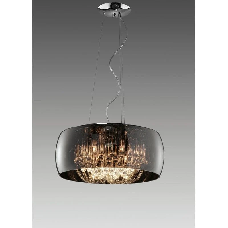 Lámpara de techo colgante Trio Vapore 6 luces vidrio cromo 150cm 311210606
