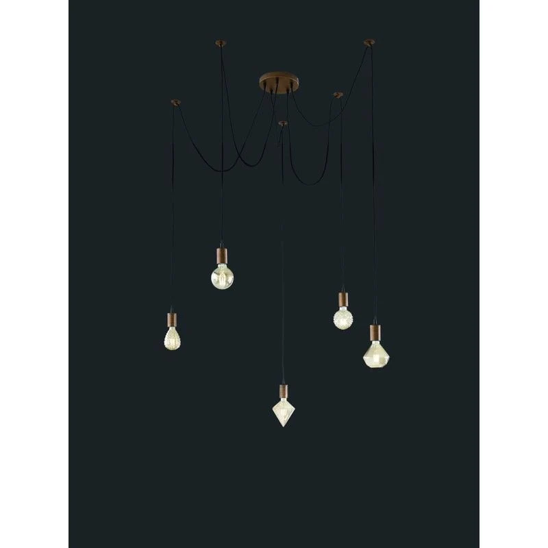 Lámpara de techo colgante Trio Cord 5 luces cobre antiguo 150cm 310100562