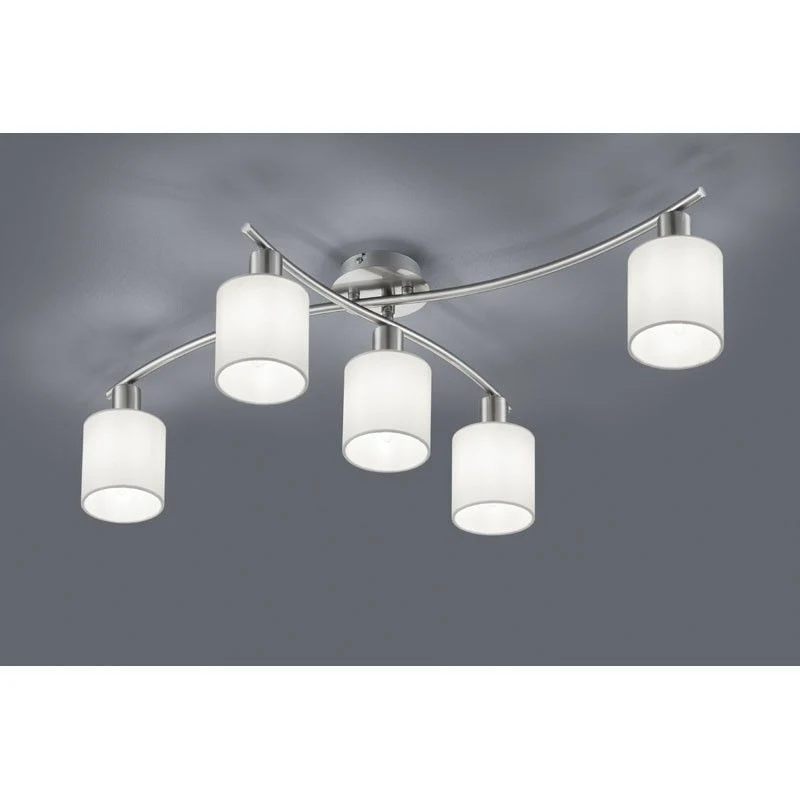 Plafón de techo Trio Garda 5 luces níquel mate 75cm 605400501