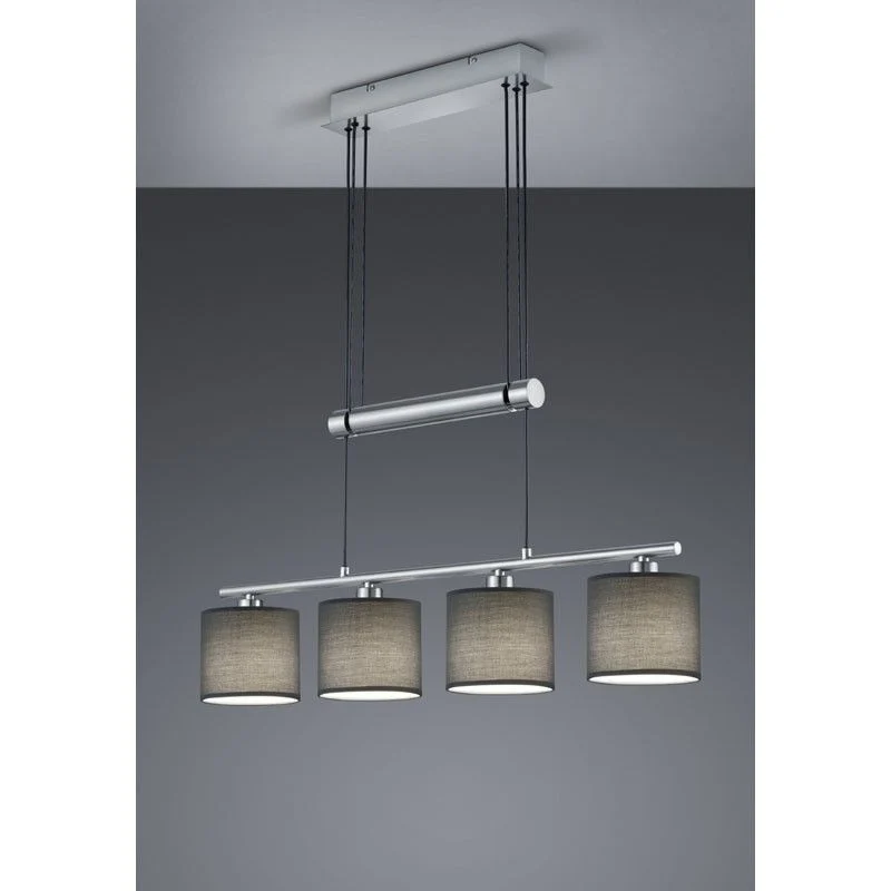 Lámpara de techo colgante Trio Garda 4 luces níquel mate 150cm 3