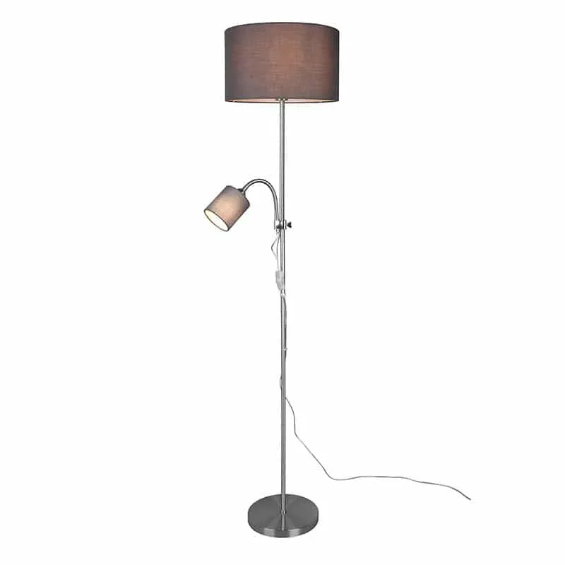 Lámpara de pie Trio Owen níquel mate 160cm R para salón y comedor