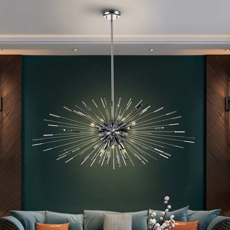 Lámpara de techo colgante Schuller Evasión grande 9 luces cromo Ø100cm