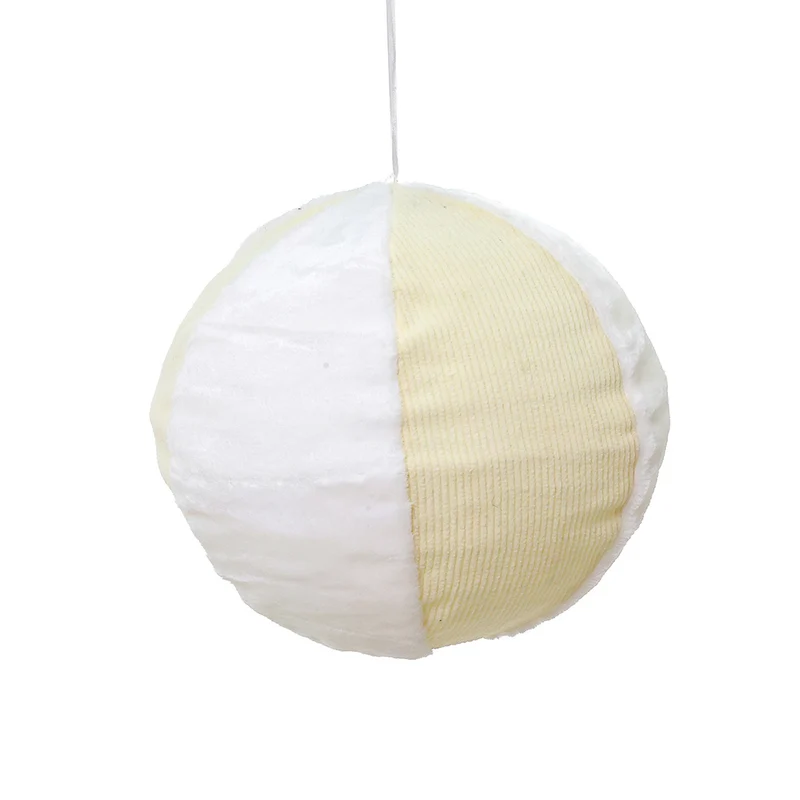CX24014C Ornamento Puff Colapsable Blanco y Crema 40 cm.