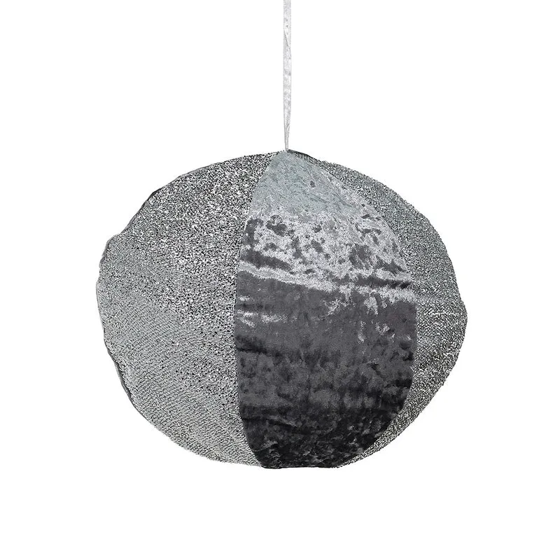 CX24013P Ornamento Puff Colapsable Gris y Plata 30 cm.