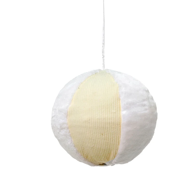 CX24013C Ornamento Puff Colapsable Blanco y Crema 30 cm.
