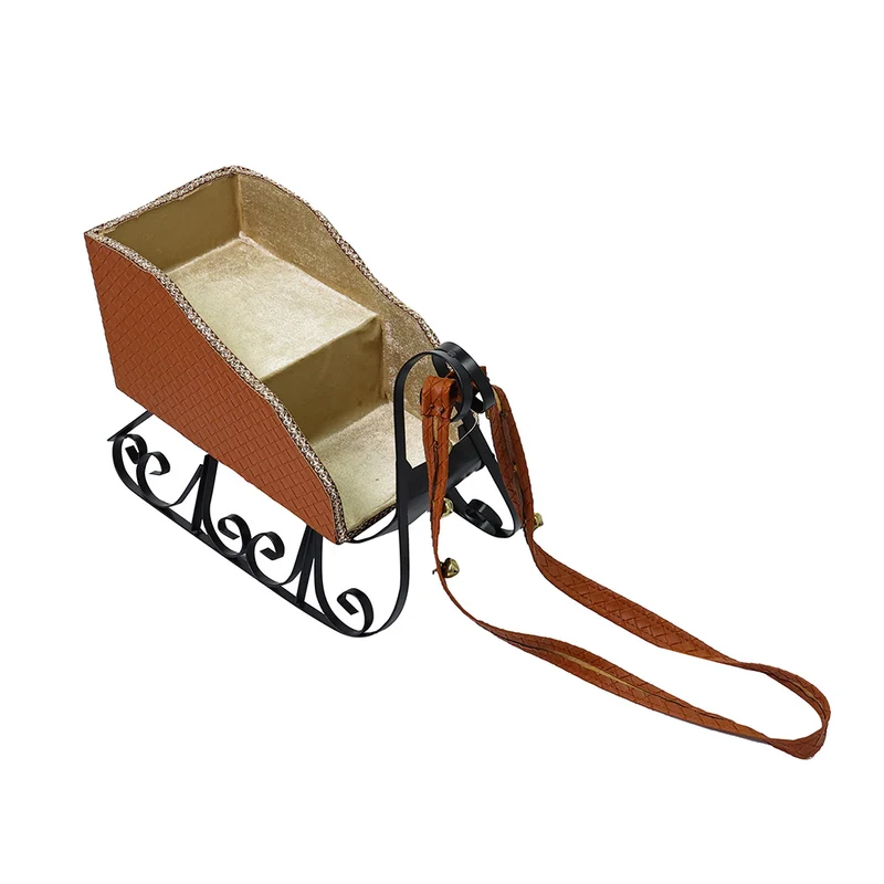 CX2430C Trineo Decorativo Café y Oro 40x15x30 cm.