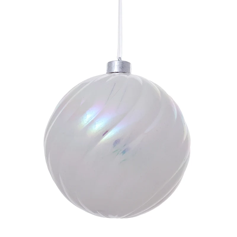 RJL463B Esfera Espiral Blanco Iridiscente 15 cm.