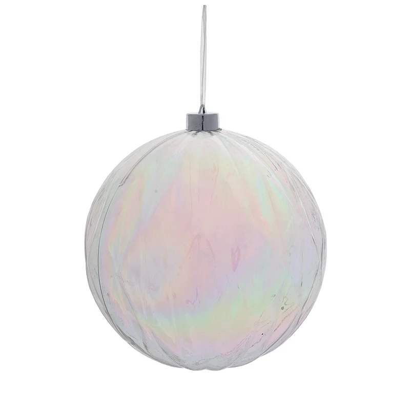 RJL461T Esfera Rombo Estriado Transparente Iridiscente 15 cm.