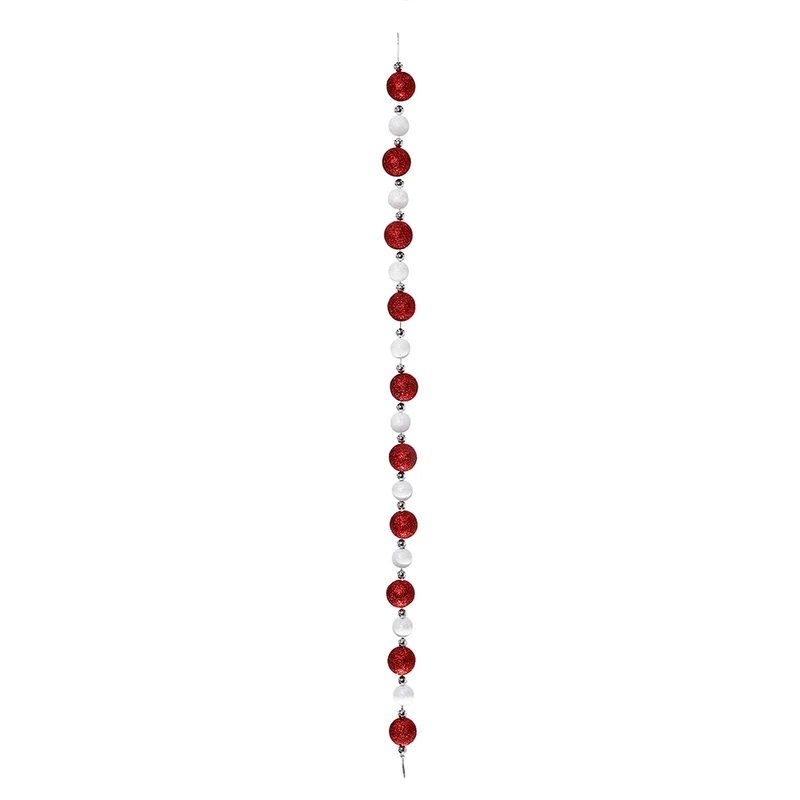 RJL442 Guirnalda Esferas Blanco y Rojo Frost 120 cm.