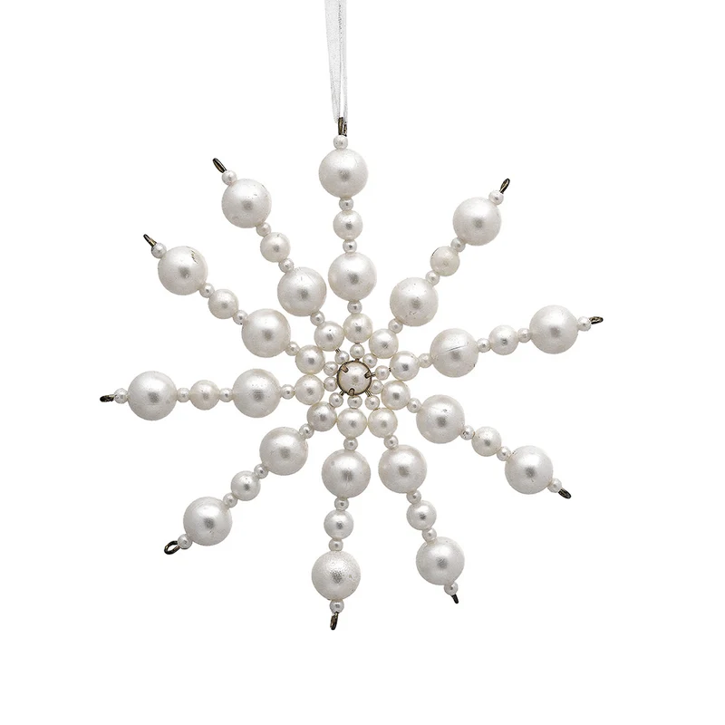 BH2518P Ornamento Copo de Nieve Perlas 17 cm.