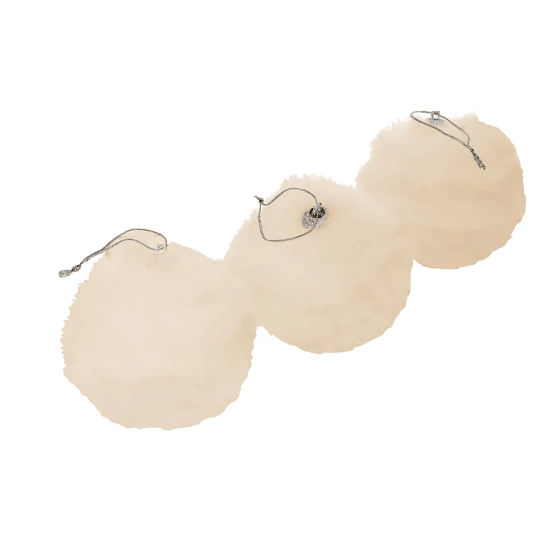 Set 3 Esferas Peluche Champaña 8 cm