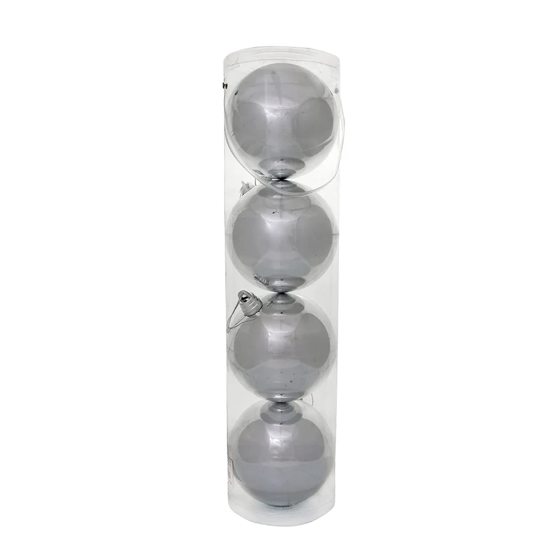 Set 4 Esferas Plata Brillante 15 cm