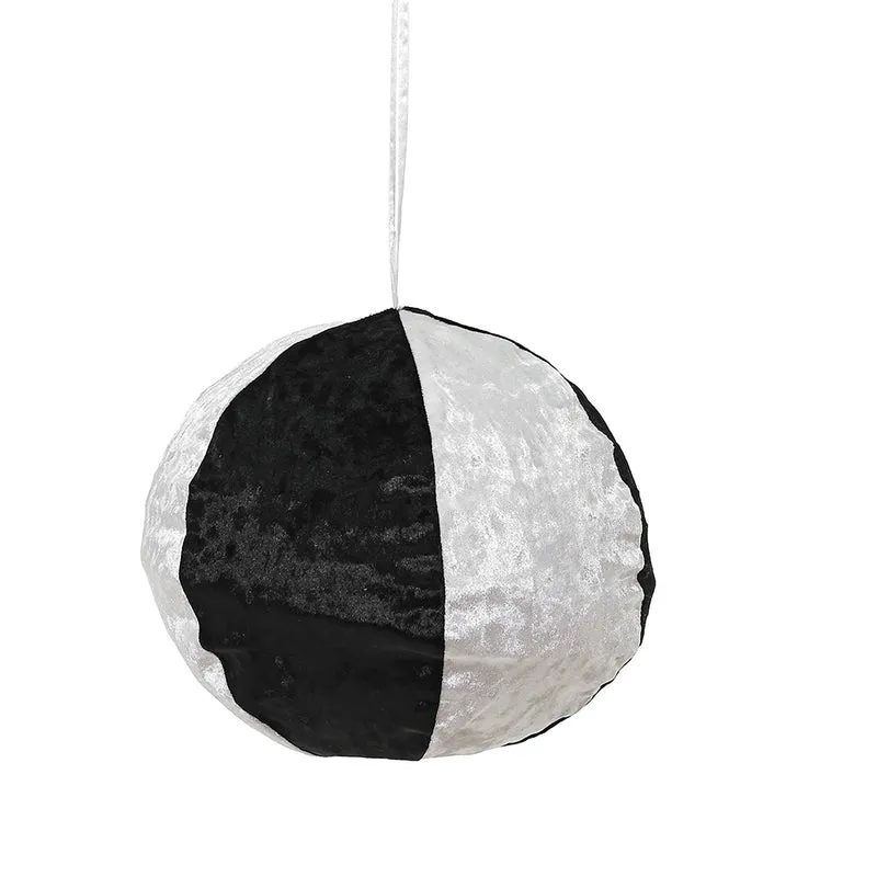 CX24013B Ornamento Puff Colapsable Negro y Blanco 30 cm.