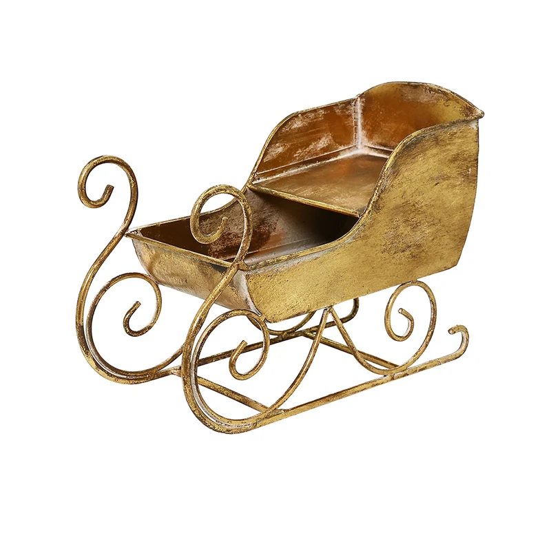 MQ6578O Trineo Metal Oro 26x18cm.