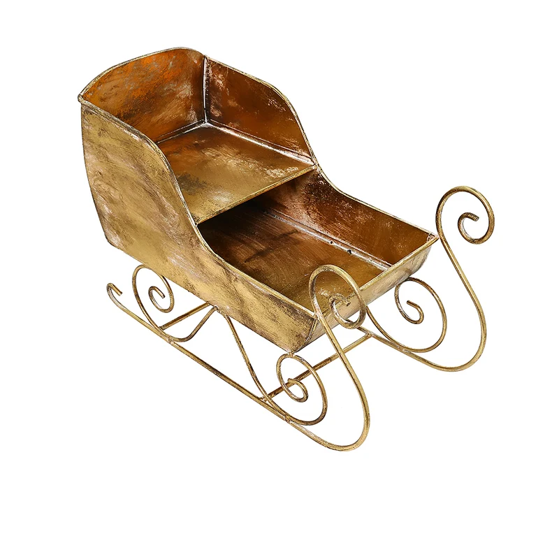 MQ6576O Trineo Metal Oro 37x25cm.