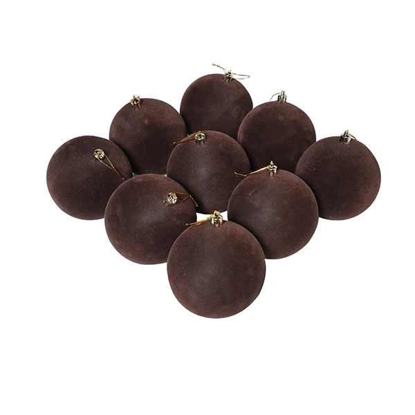 Set 9 Esferas Chocolate Terciopelo 10 cm