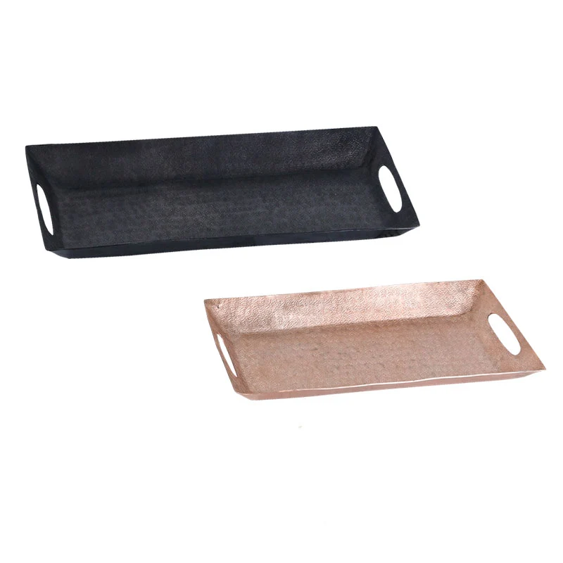 MIN1530 Charola Rectangular Metal Champa√±a 54(L)X23(P)X4(A) cm.