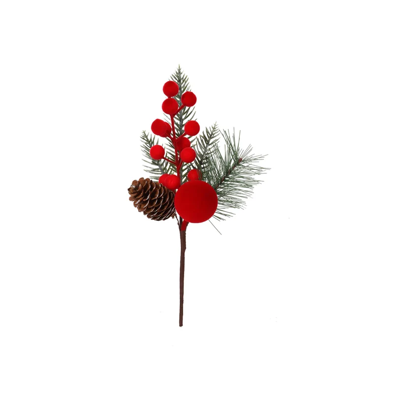 Art.12826 Pick Cereza/Esfera Terciopelo/Piña 25cm 1pz