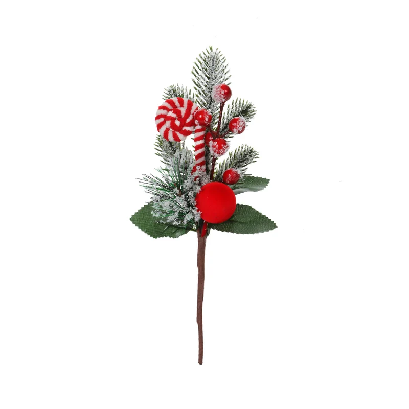 Art.12816 Pick Bastón/Cerezas/Esferas Terciopelo 27cm 1pz