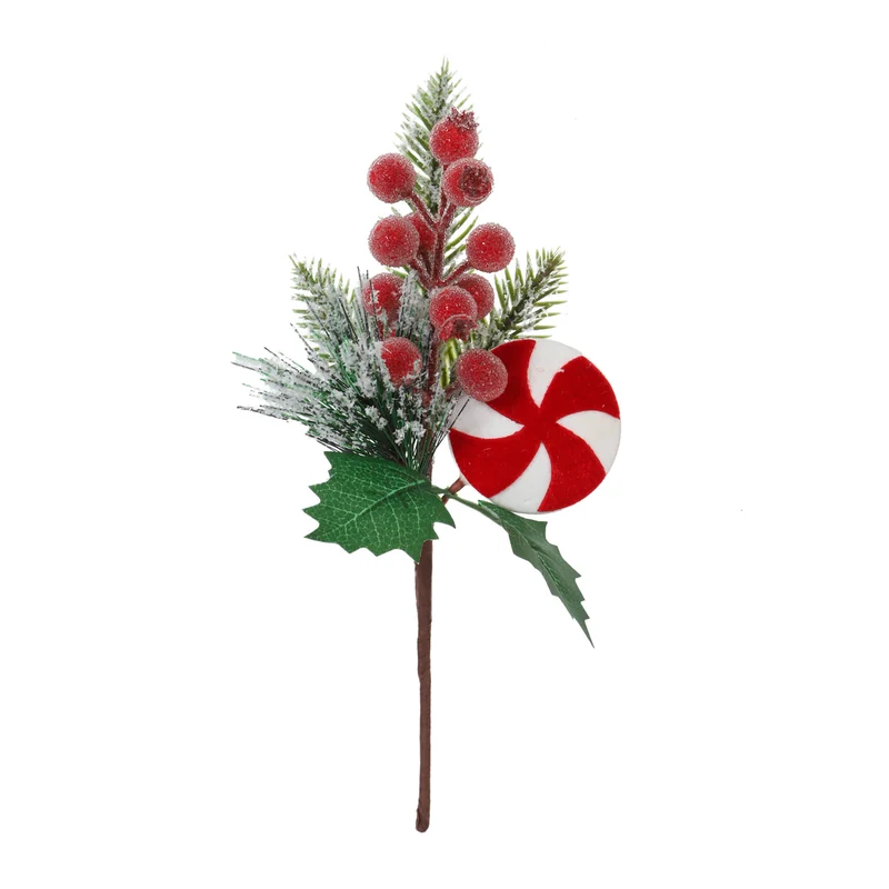 Art.12805 Pick Navidad Cereza/Dulce Terciopelo 26cm 1pz