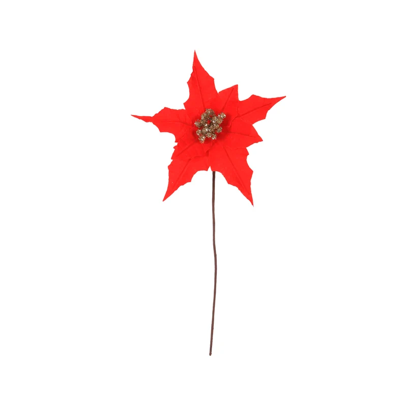 Art.12905 Nochebuena Terciopelo 8 Pétalos 40xD25cm 1pz