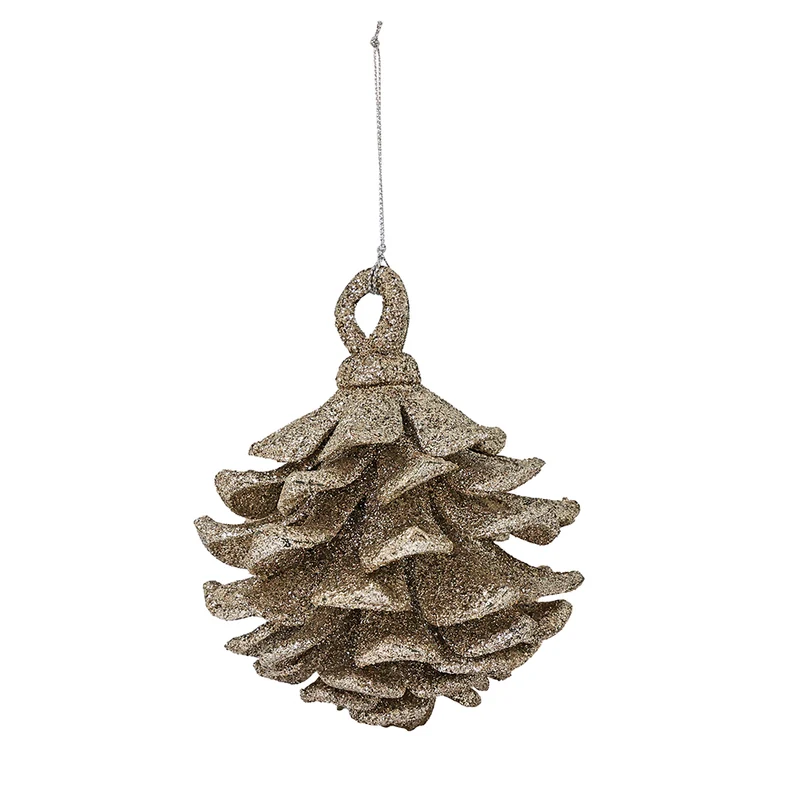 Ornamento Piña de Pino Champaña 13cm.