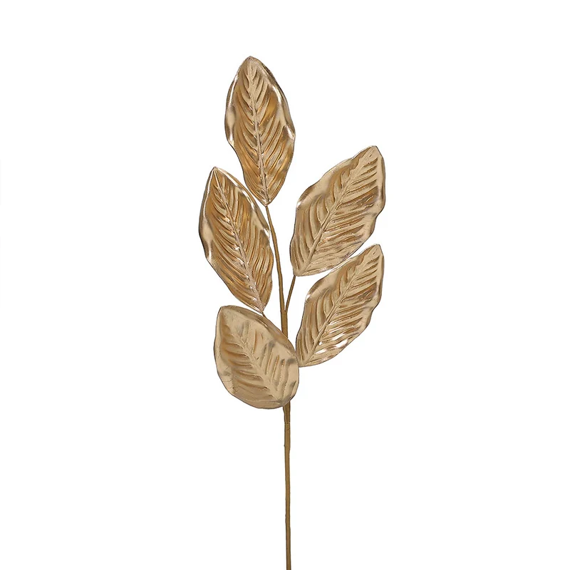 XH892OR Rama Hojas Oro Metálico 64cm.