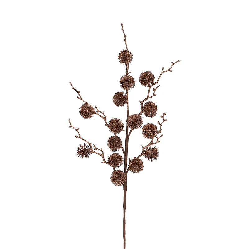 XH494BR Rama Follaje Pompón Bronce 70cm.