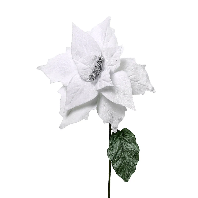 XH70BM Nochebuena Terciopelo Blanca Mediana 30(D)x56(A) Cm.