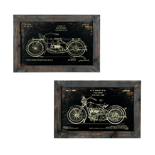 MSH6258 Set 2 Cuadros Arte Industrial Harley 60 cm