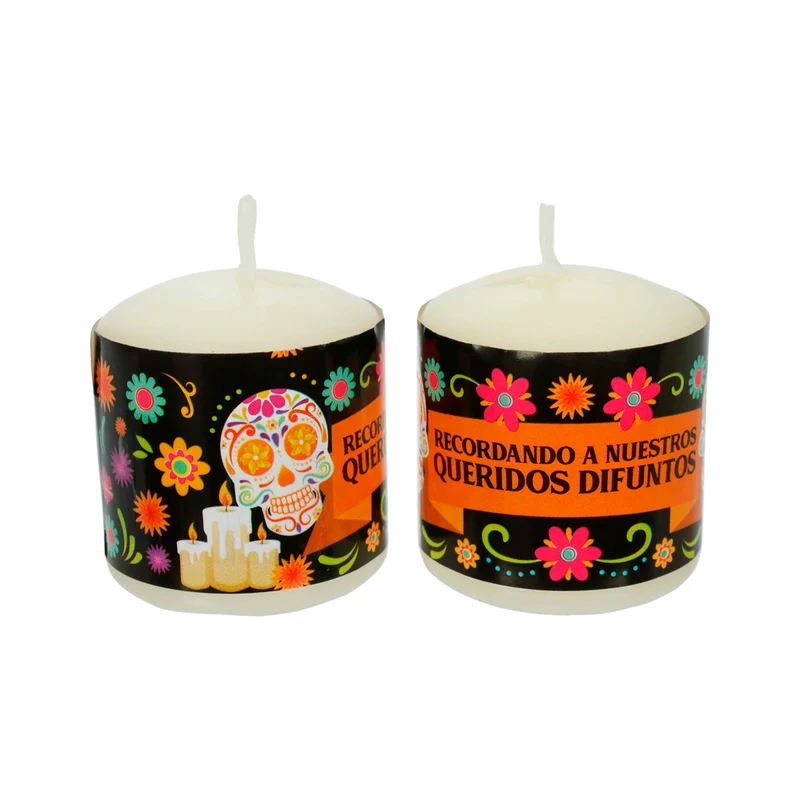 Art.13586 Vela Día de Muertos 3.8x4cm 2pz