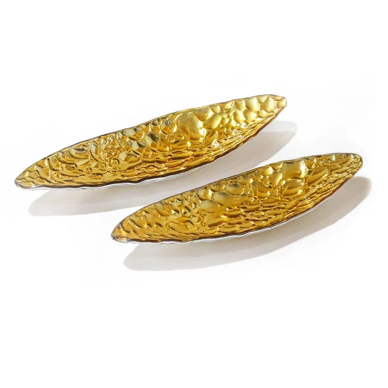 YQ0481O Batea Empedrada Patina Oro 11.5(P)X35(L) Cm.