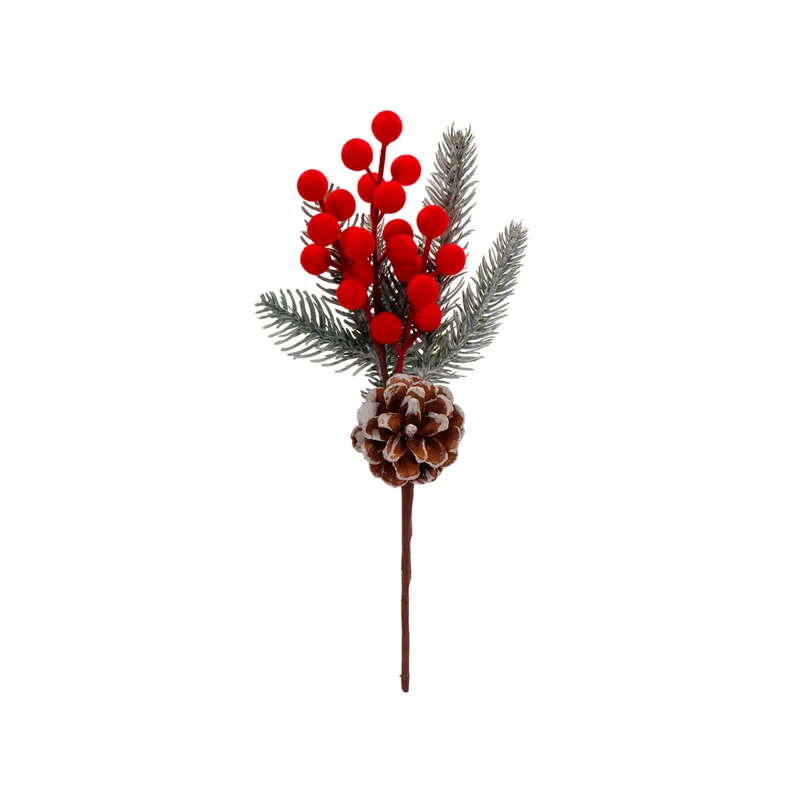Art.12779 Pick Navidad Cereza Terciopelo/Piña 28cm 1pz