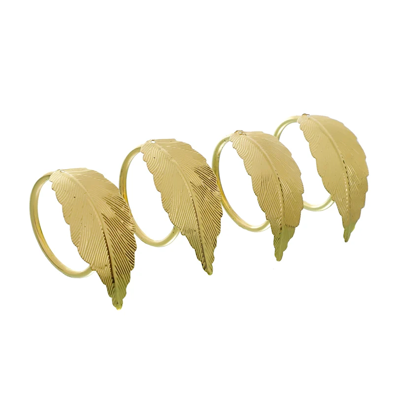 RH9687O Set 4 Servilleros Hoja Ovalada Oro 7 Cm.