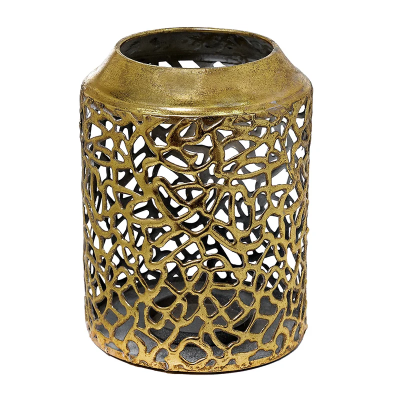 MQ8717OG Portacirio Alhambra Metal Oro Grande 21x16cm.