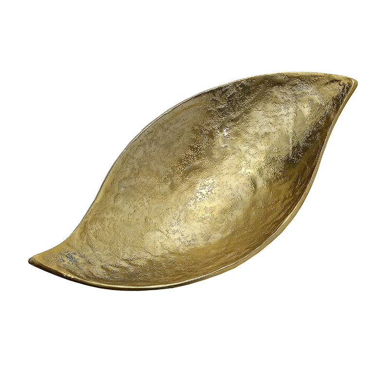 MINO1380 Centro Hoja Metal Oro Grande 39 cm.