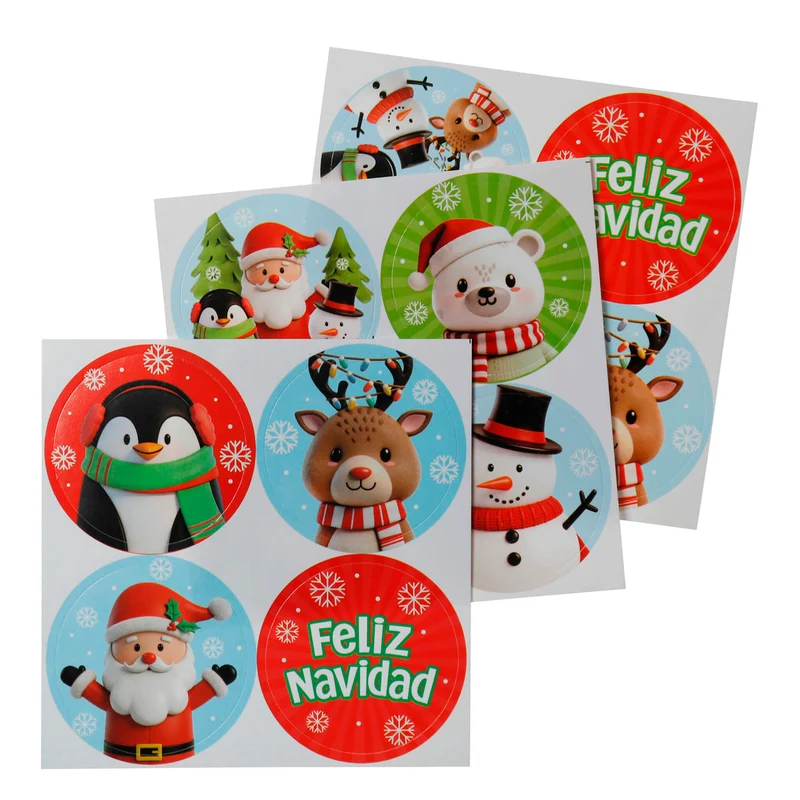 Art.12795 Calcomanía Personajes Navideños 4.5cm 12pz
