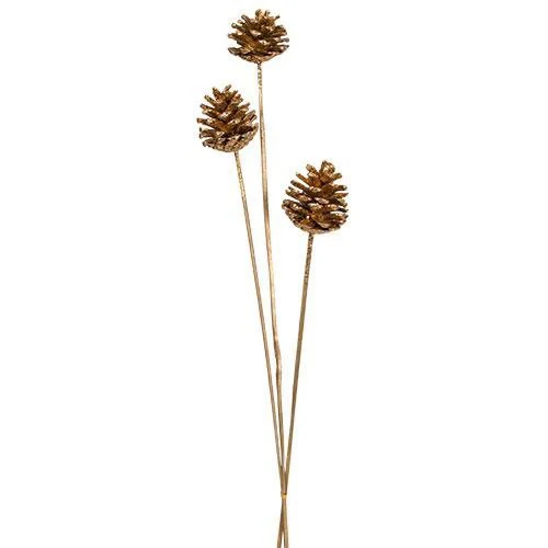 VI744O Rama 3 Piñas Oro 65 cm